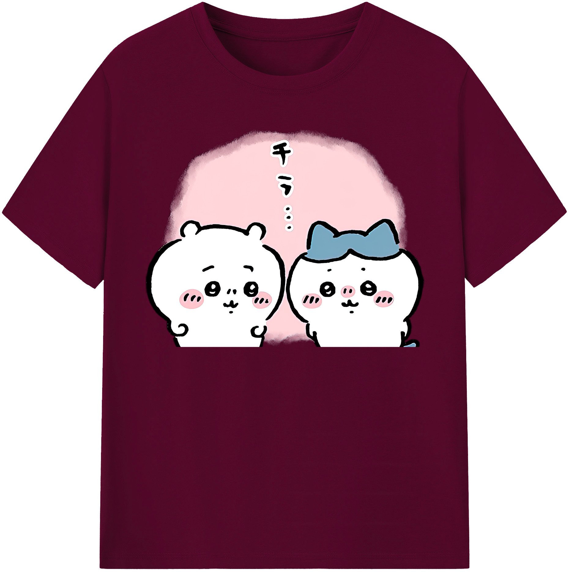 （画像用） ちいかわ ハチワレ Chii-kawa hachiware レディースカジュアルプリントTシャツ（綿100％）